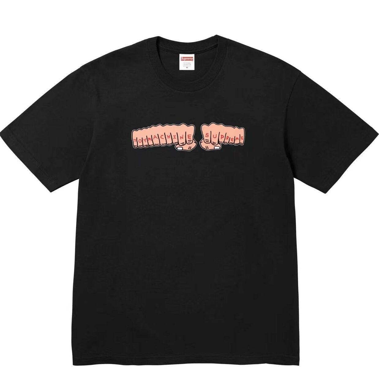 Supreme Clashing Fists Cartoon Graphic T-Shirt Retro Boxing Hands Print Unisex  Hip Hop Streetwear Short Sleeve Tee
