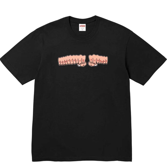 Supreme Clashing Fists Cartoon Graphic T-Shirt Retro Boxing Hands Print Unisex  Hip Hop Streetwear Short Sleeve Tee Main Image