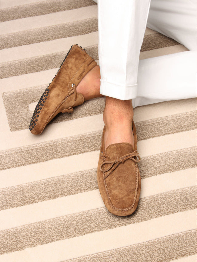 Caramel Suede Driving Shoes Main Image