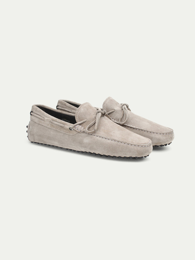 Light Grey Suede Driving Shoes Hover Image