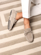 Light Grey Suede Driving Shoes