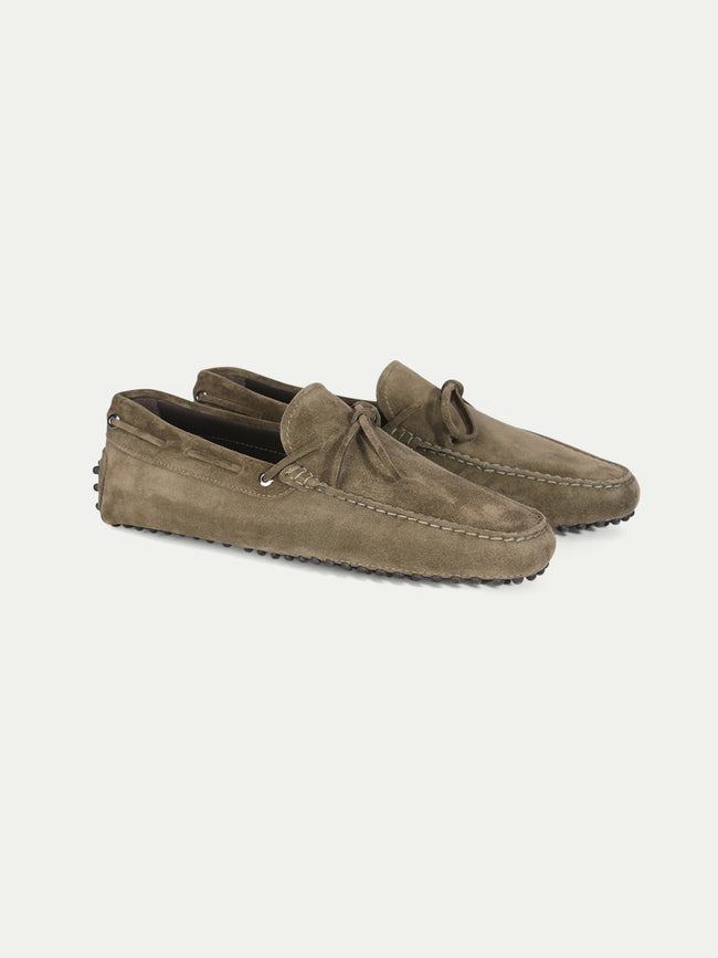 Olive Suede Driving Shoes Hover Image