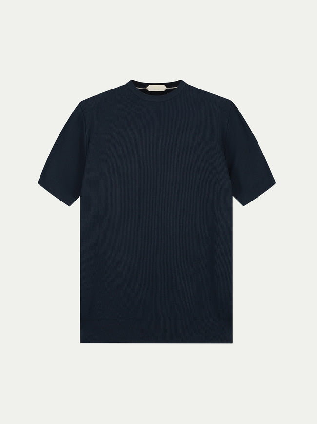 Navy Ribbed T-Shirt Hover Image