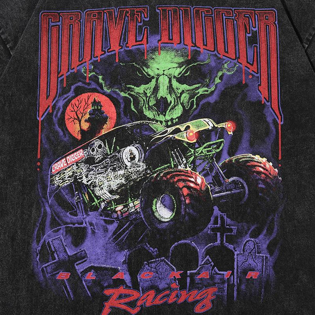 BLACK AIR 'Grave Digger' Washed Cotton Jersey Graphic T-Shirt Main Image