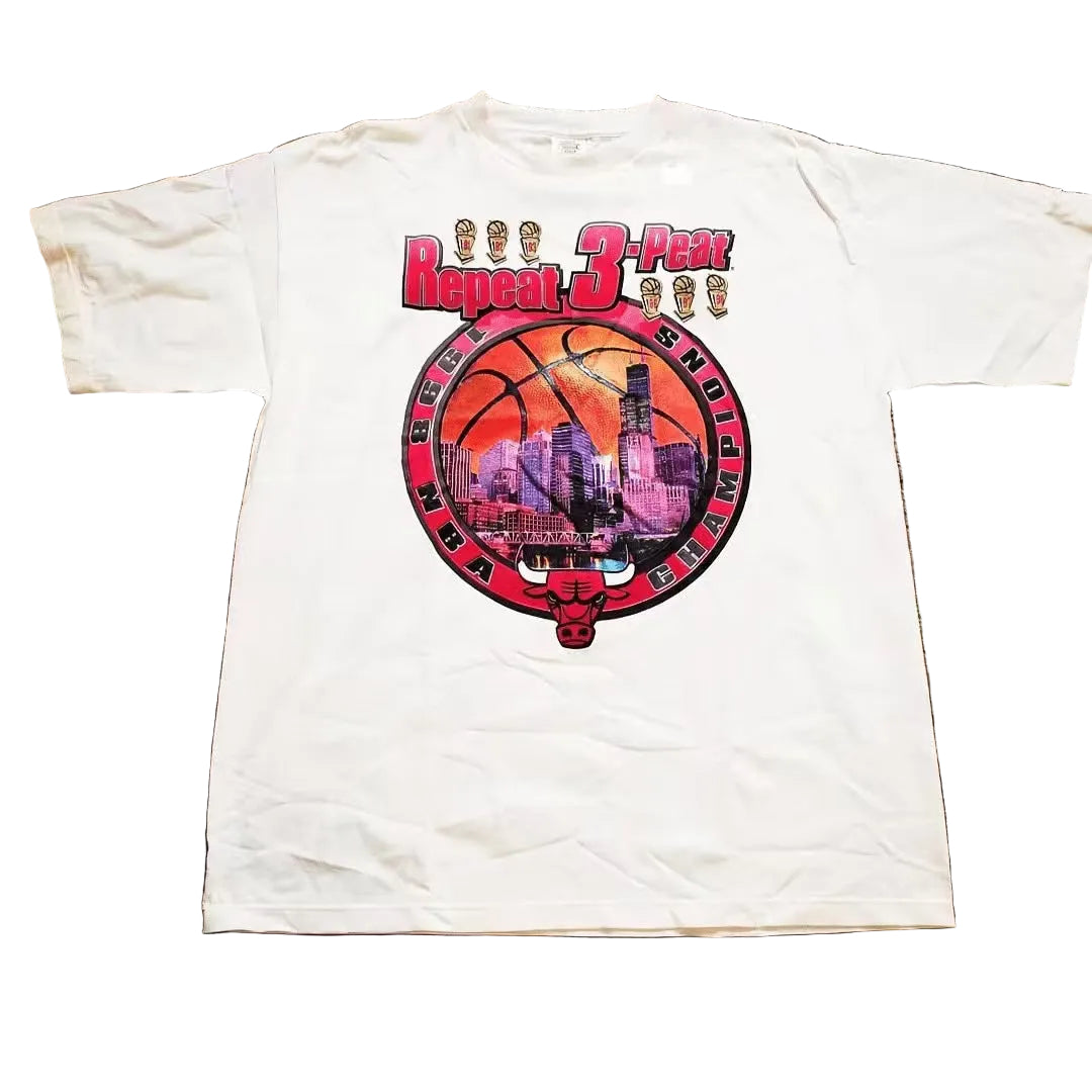1998 Starter Chicago Bulls "Repeat 3-Peat" NBA Championship Vintage Tee