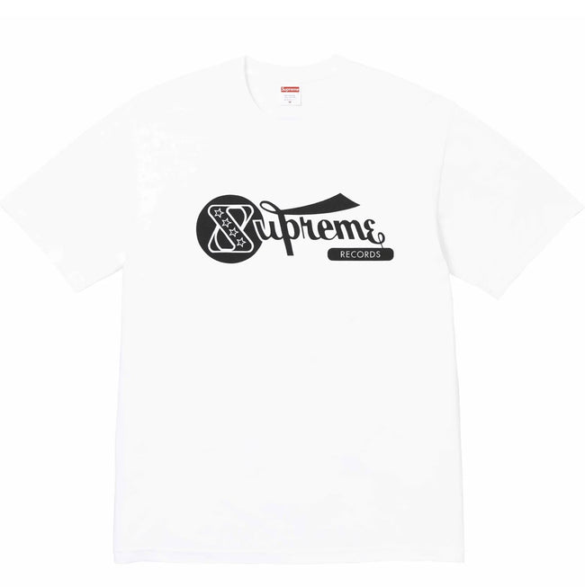 Supreme Records Retro Script Logo T-Shirt Vintage Curved Font Graphic Men Women  Cotton Streetwear Short Sleeve Tee Hover Image